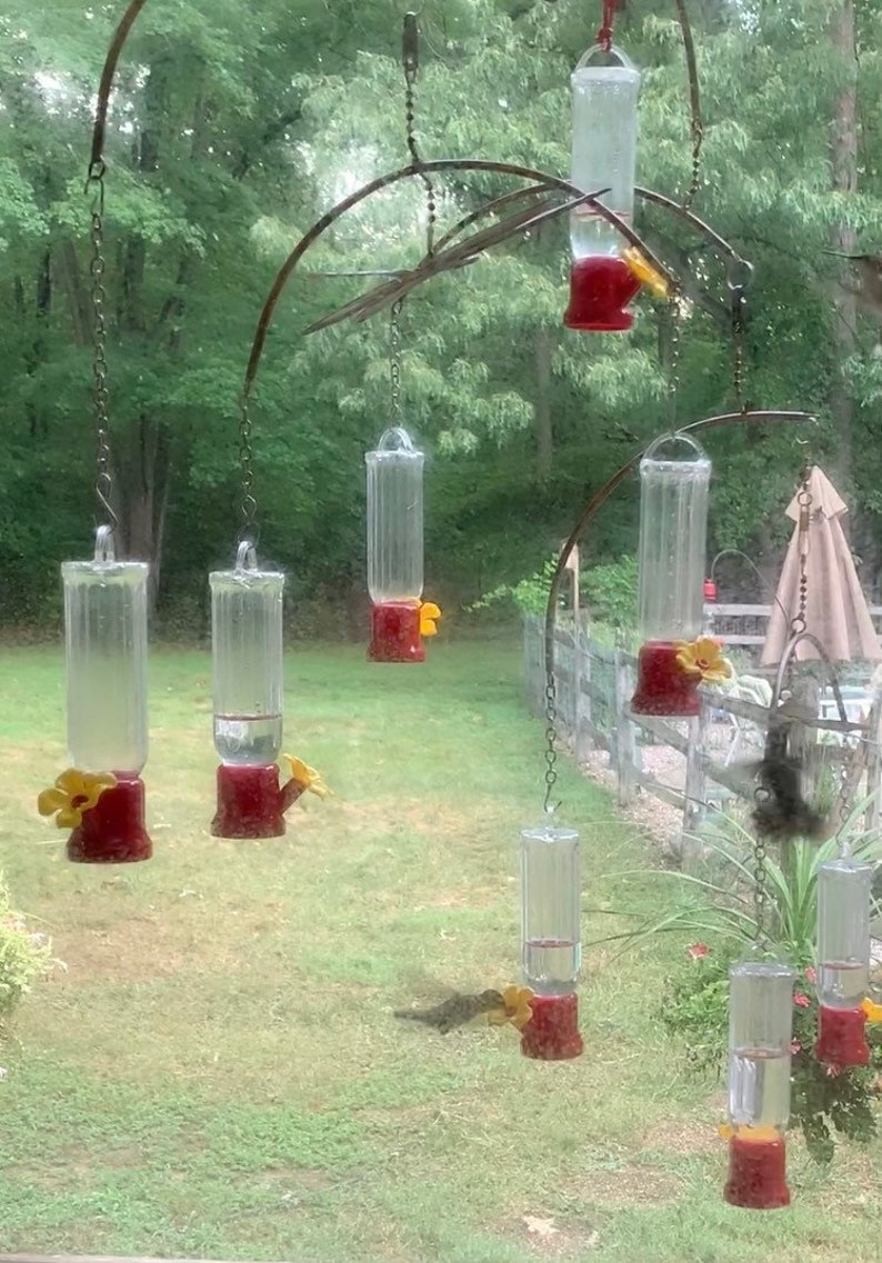 Hummingbird Feeder Mobile Eight Individual Feeders Etsy