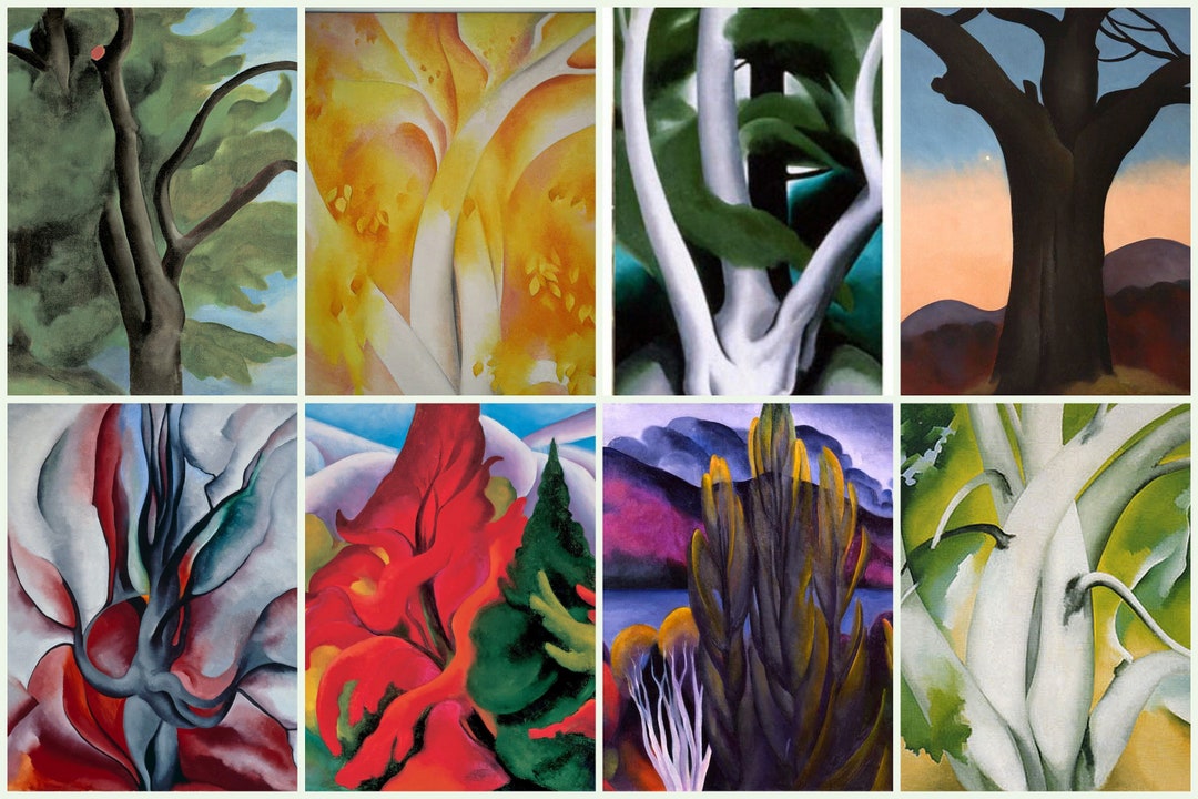 Georgia O Keeffe Autumn Trees Set 6 Painting Poster Print Textured ...