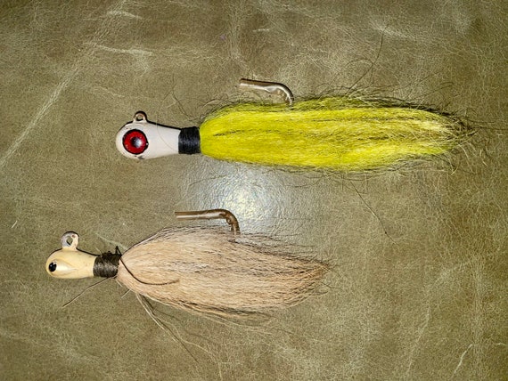 Two Vintage Hand Painted Painted Lead Bucktail Jig Fishing Lures -   Canada