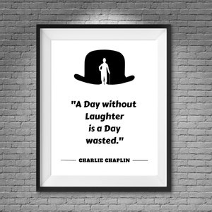 Afdrukbare kunst aan de muur, Charlie Chaplin, inspirerende quote, Hollywood, acteur, home decor, Hollywood legendes, digitale prints