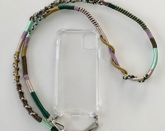 Earth Tones Phone Strap with iPhone Case / Shoulder Strap/ Lanyard / Mobile Phone Cord/ Cell Phone Strap/ Phone Lanyard with Samsung Case