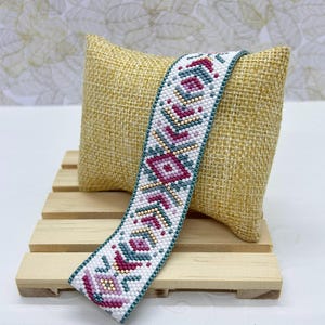 Miyuki beaded woven cuff bracelet/Women&#39;s party gift idea/Handmade peyote/Adjustable boho chic bracelet