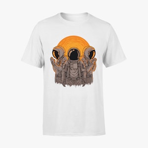 Astronaut In A Spaceship T-Shirt Unisex Hipster Space Ink Tattoo Tee Cool Funny Shirt