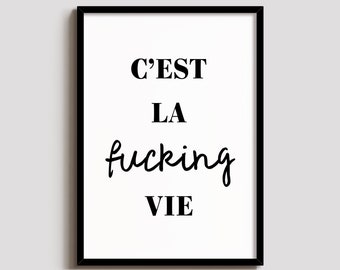 C'est La Fucking Vie - Art Print - Decoración de pared - A6, A5, A4, A3 Tamaños - Funny Poster