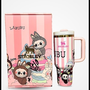 Limited Edition Labubu 40oz Tumbler- Viral Pop Mart Collab, Cute Cartoon Tumbler, Perfect for Best Friend Gift Idea