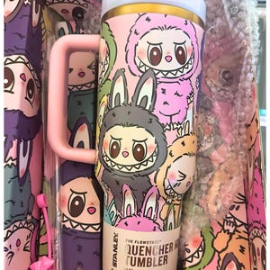 Limited Edition Labubu 40oz Tumbler- Viral Pop Mart Collab, Cute Cartoon Tumbler, Perfect for Best Friend Gift Idea