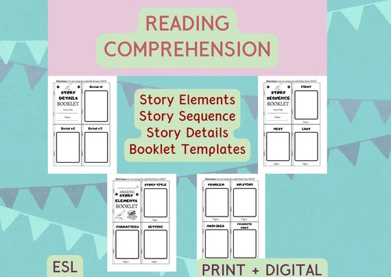 reading comprehension worksheets activities story elements etsy
