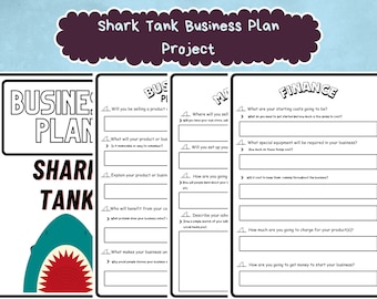 Shark Tank Business Plan Project - Business Economics Project for Elementary - Fun Business Strategy Roleplay Game & Activity -Middle School