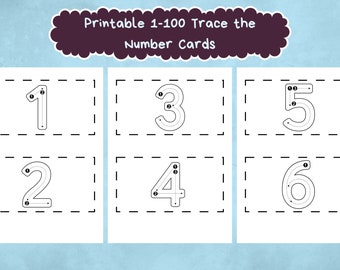 Trace Numbers 1-100 Cards, Writing Worksheet (Digital Download)