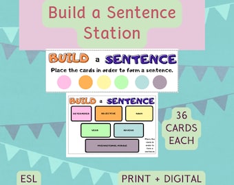 Build a Sentence Station, Sentence Building Writing Literacy Center - ESL - Activities, Printables, Literacy Center Ideas, Writing, Language