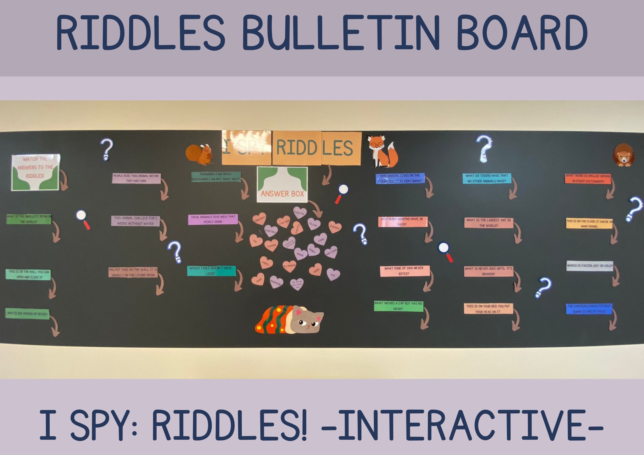 Riddles Printable Bulletin Board, Interactive Bulletin Board, Back to School, Bulletin Board