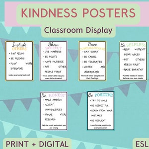 Kindness Posters, Classroom Decor, Life Skills, Classroom Management, Community, Fun Stuff, Printables, Posters, ESL, Back to school