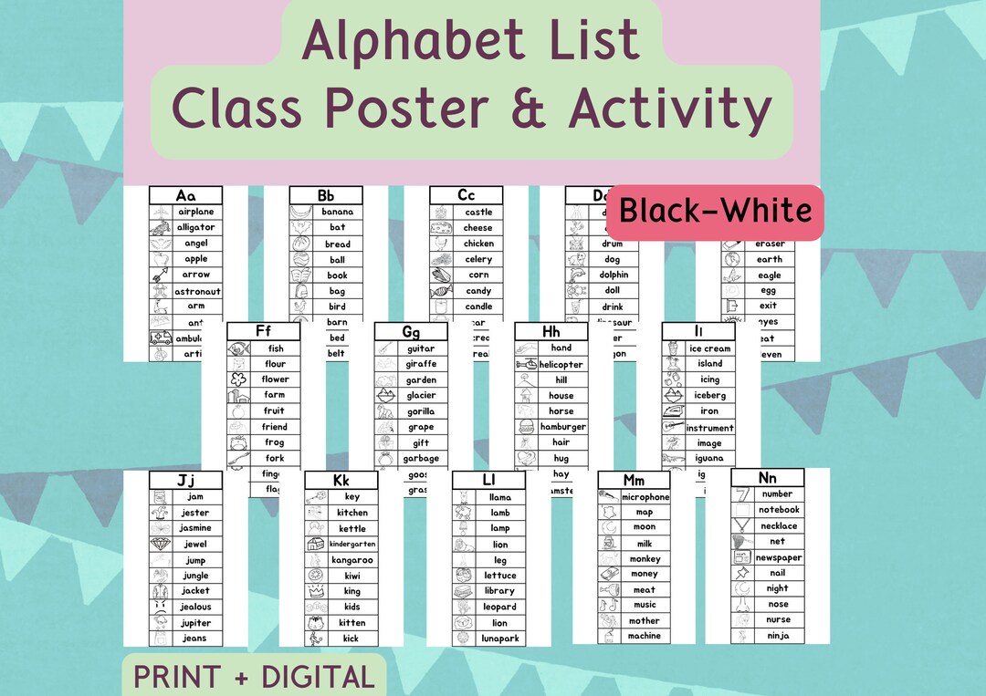 25 Printable Alphabet Posters Coloring Activity & Worksheets. - Etsy ...