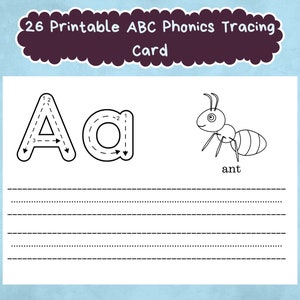 26 ABC Phonics Arbeitsblätter zum Nachzeichnen, Vorschule - Kindergarten Handschrift und Phonics, Zeichnen Sie die Buchstaben nach 1.Klasse ELA, Morgenarbeit,
