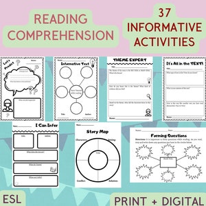 reading comprehension compare and contrast worksheets etsy