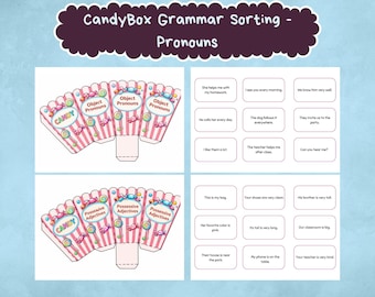 Candy Box Grammar Sorting Activity – Pronouns - Hands-On Cut and Sort ESL Grammar Game | Subject, Object & Possessive Pronouns