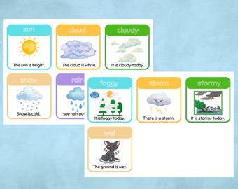 Weather Cards - Weather Vocabulary & Simple Sentences | ESL and Early Learners