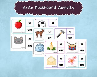 A / An Flashcard Activity - Indefinite Articles Practice | Grammar Sorting and Speaking | ESL & Elementary