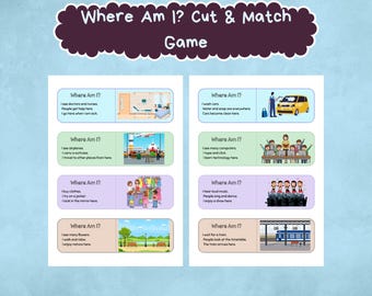 Where Am I? Cut & Match Game- Reading Comprehension | ESL and Elementary