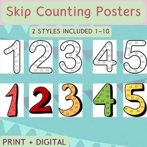 Skip Counting | Multiples Large Number Display | Rainbow | Spotty Brights Decor, Classroom Decor, Number Poster, Back to School, ESL