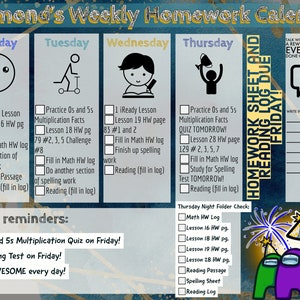 Weekly Homework Checklist