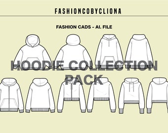 Hoodie CAD Bundle: Streetwear Fashion Design Template (AI, PDF)