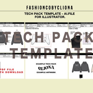 Pockets Pack Fashion Design Template Flat Sketch Technical Drawing  Illustrator Ai. PDF Vector Instant Download File 