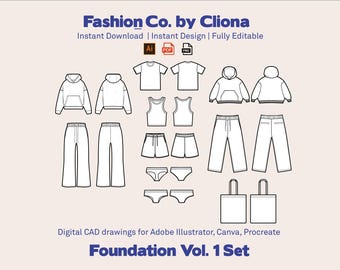 Bomber Jacket Fashion Design Template: CAD Tech Drawing (Digital Download)