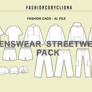Menswear Streetwear CAD: Fashion Design Template (AI, PDF)