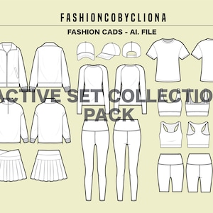 Activewear Fashion Design Template: Gym Sportswear Bundle (AI, PDF Vector)