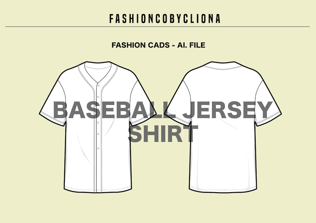Baseball Sports Jersey Button Shirt CAD Template Vector Ai. File