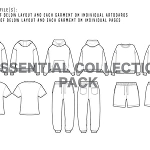 Essentials Set Hoodie Jogger Short Bundle Fashion Design Template-flat ...