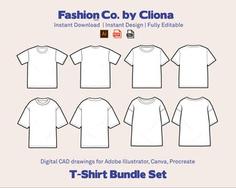 T-Shirt CAD Fashion Design Template: Boxy, Oversized, Regular (AI, PDF Vector Download)