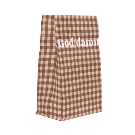 Disover God damn brown gingham Polyester Lunch Bag