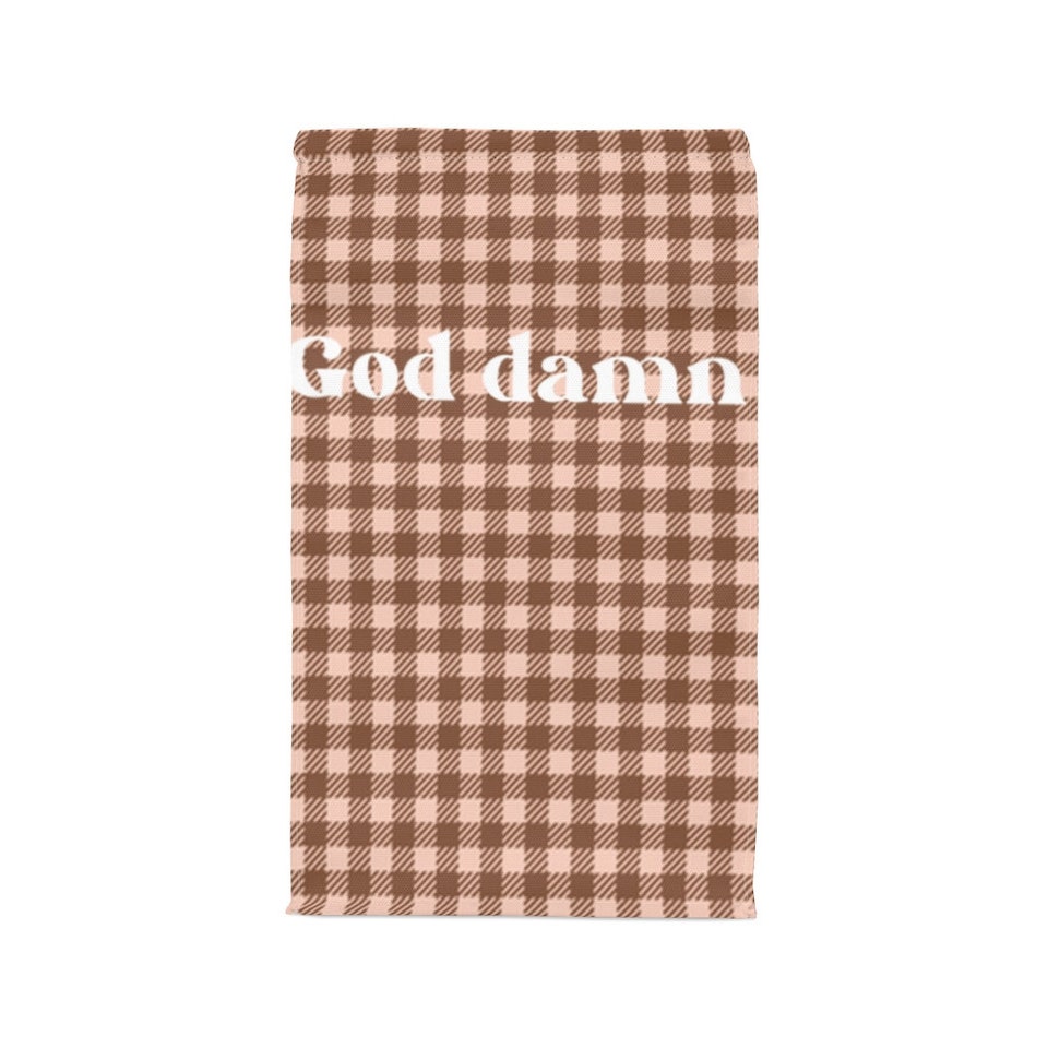 Discover God damn brown gingham Polyester Lunch Bag