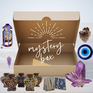 witchy + spiritual mystery bag <33 at least 3+ thing in each box (: