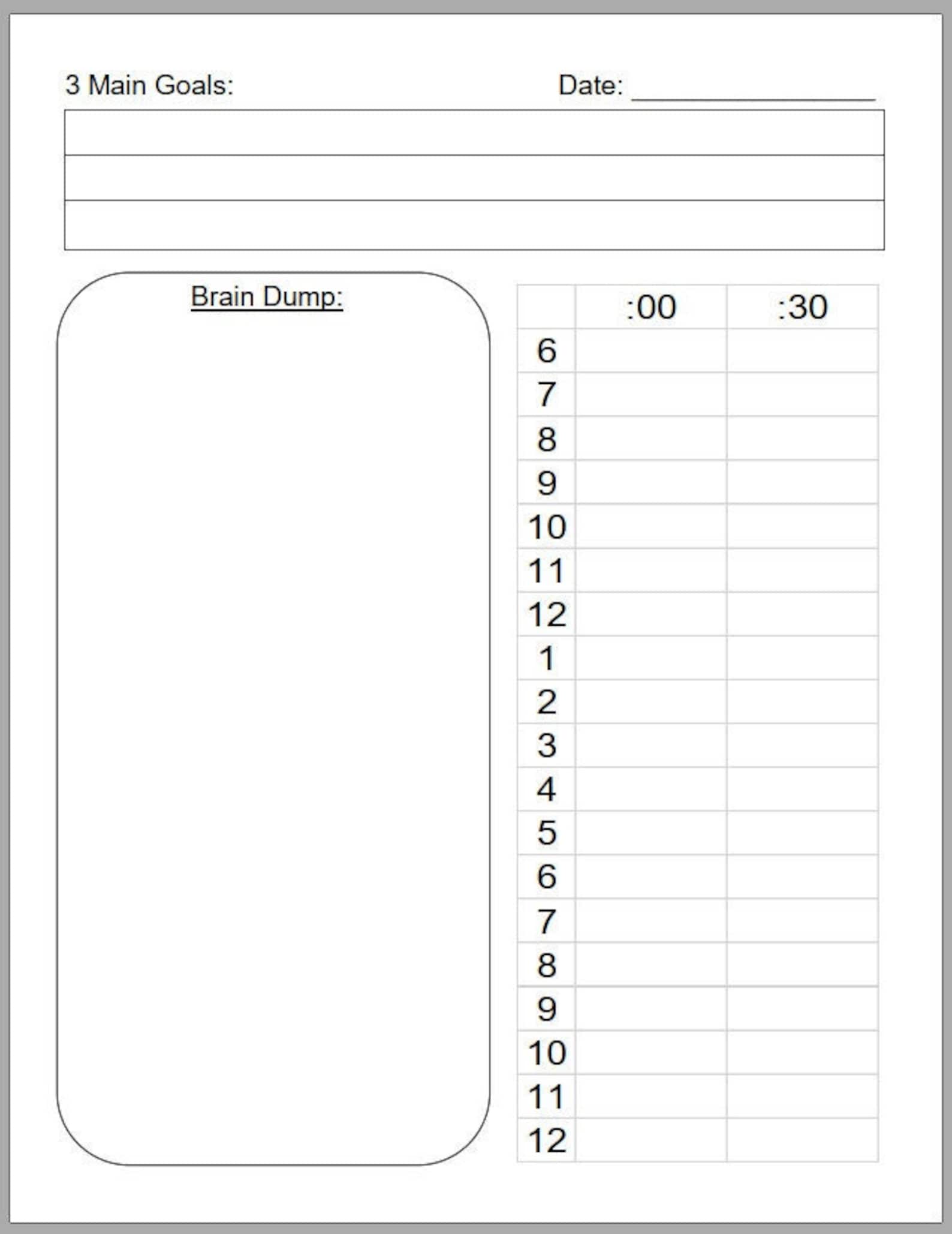 Time Boxing Printable Template Entrepreneur Daily Planner Etsy Time Boxing Printable Template Entrepreneur Daily Planner Etsy
