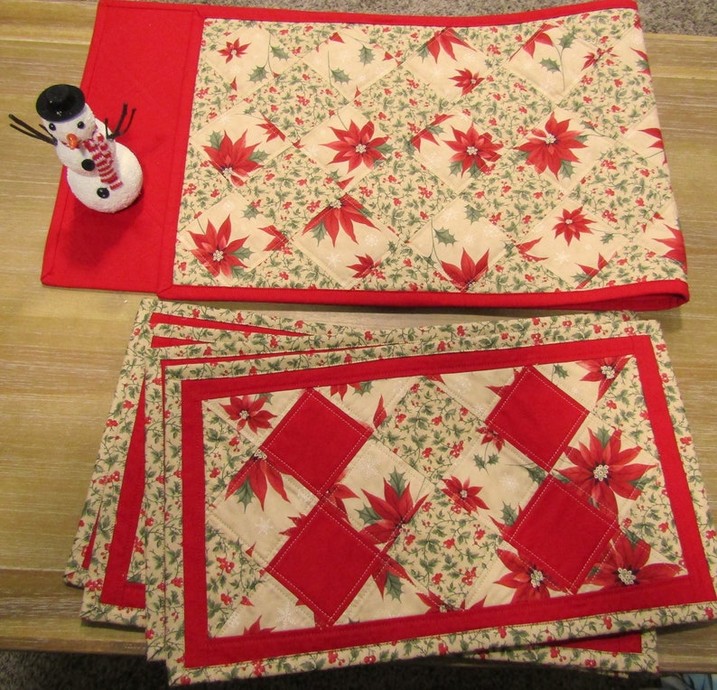 Christmas Table Runner and 4 Matching Placemats Handmade Etsy Canada