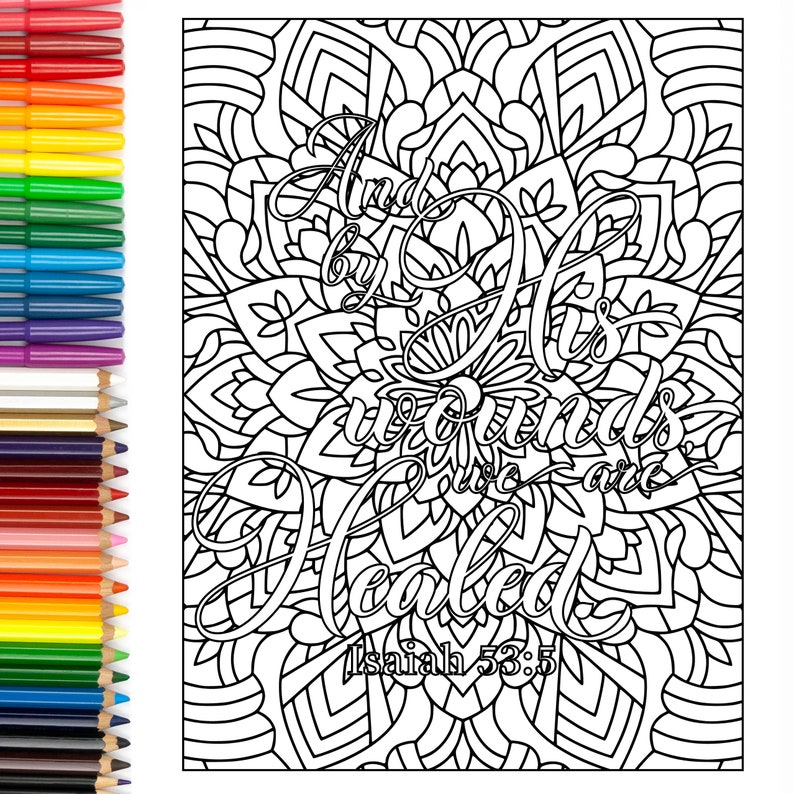 Bible Verse Coloring Book Mandala Christian Adult Kids | Etsy