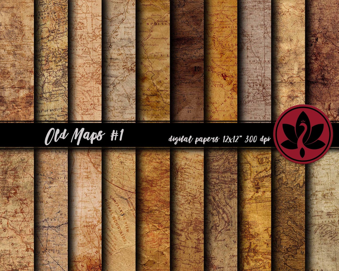 Map Digital Paper, Vintage Maps, Digital Paper, Antique Maps, Digital ...