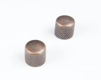 2x Dome Knöpfe JB Tele Style, für 6mm Shaft, Push-on, Antik-Kupfer