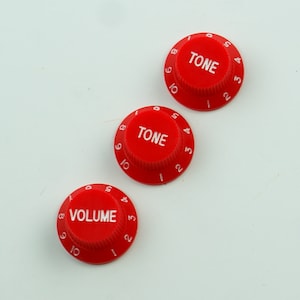 Juego de perillas de control de guitarra estilo Strat (2 tonos, 1 volumen), rojo