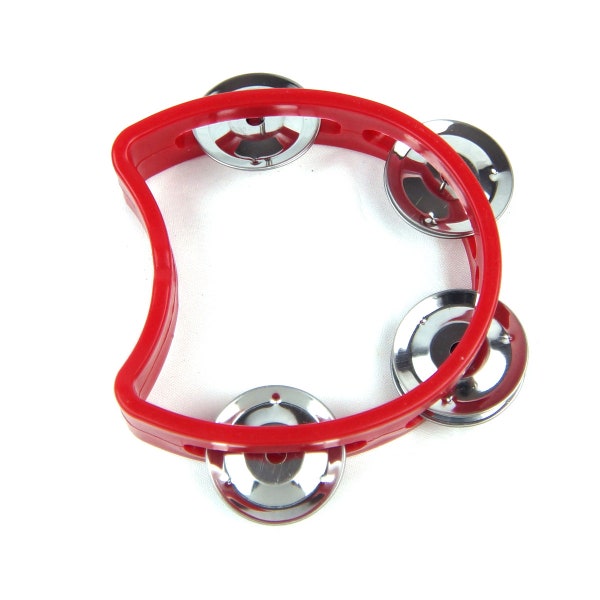 Special Ergonomic Shape Tambourine, Plastic 4" (Various Colors)