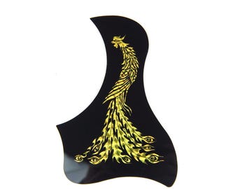 Self Stick thin acoustic guitar pickguard Style-3, w/ Gold Phoenix