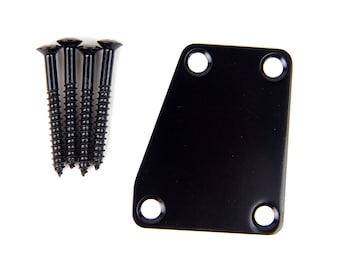 Trapezoid Neck Plate For bolt-on neck Guitars, w/4 Screws, Black