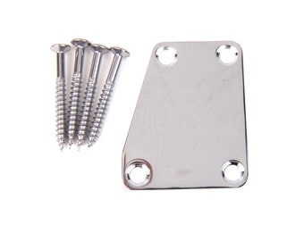 Trapezoid Neck Plate For bolt-on neck Guitars, w/4 Screws, Chrome