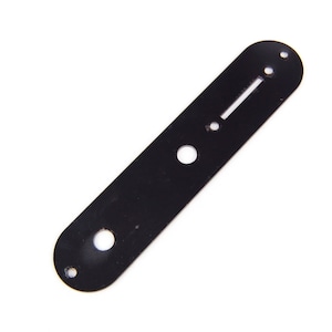 May include: Black metal guitar control plate with three holes and a long slot.