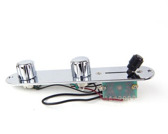 Lightweight wired Fully Loaded Control Plate for Tele, Plastic Chrome