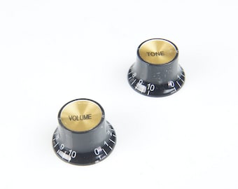 Perillas de guitarra: estilo campana de sombrero de copa negro (juego de 2)