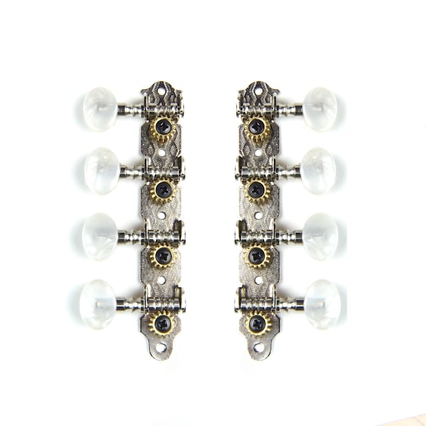 4-on-Plate Classic Style Mandolin Tuning Keys Tuners Head Pegs, Pearloid (1Lx1R)